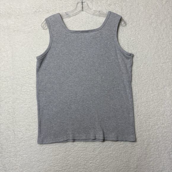 Vtg Carolina Bay Plus Size Tank Top Women 2x Gray Rib Knit Basic Boho Outdoor - Picture 2 of 6